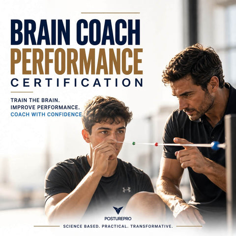 Posturepro Brain Coach Performance Certification, a neuroscience brain coach certification with a coach training an athlete
