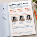 Inside SI Joint Neuro Reset: Chapter 7, Observe, Change, Retest, a three-step method with a worked standing example and a test table