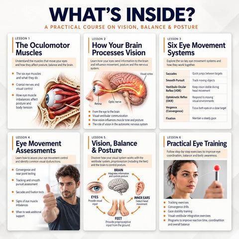 What's inside Posturepro NeuroVision: six lessons of a practical neuro vision training course on vision, balance and posture