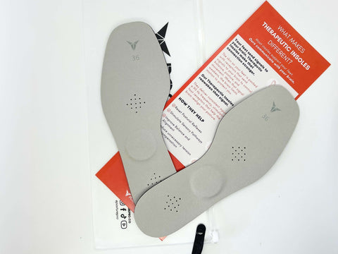Clinical therapeutic insoles for chronic foot pain and posture improvement with instructions
